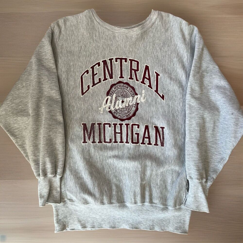 Vintage Central Michigan Sweatshirt XL Gray 90s Champion Reverse Weave Pullover